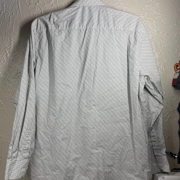 Bugatchi Uomo Gray Long Sleeve‎ Cotton Geometric Classic Fit Shirt Mens Size XL - Picture 4 of 7